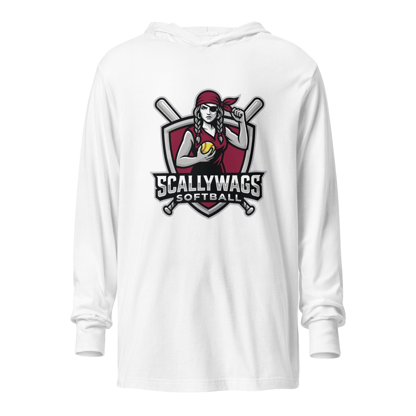 Performance | Hooded Long Sleeve T Shirt | Scallywags Softball | Crest Logo