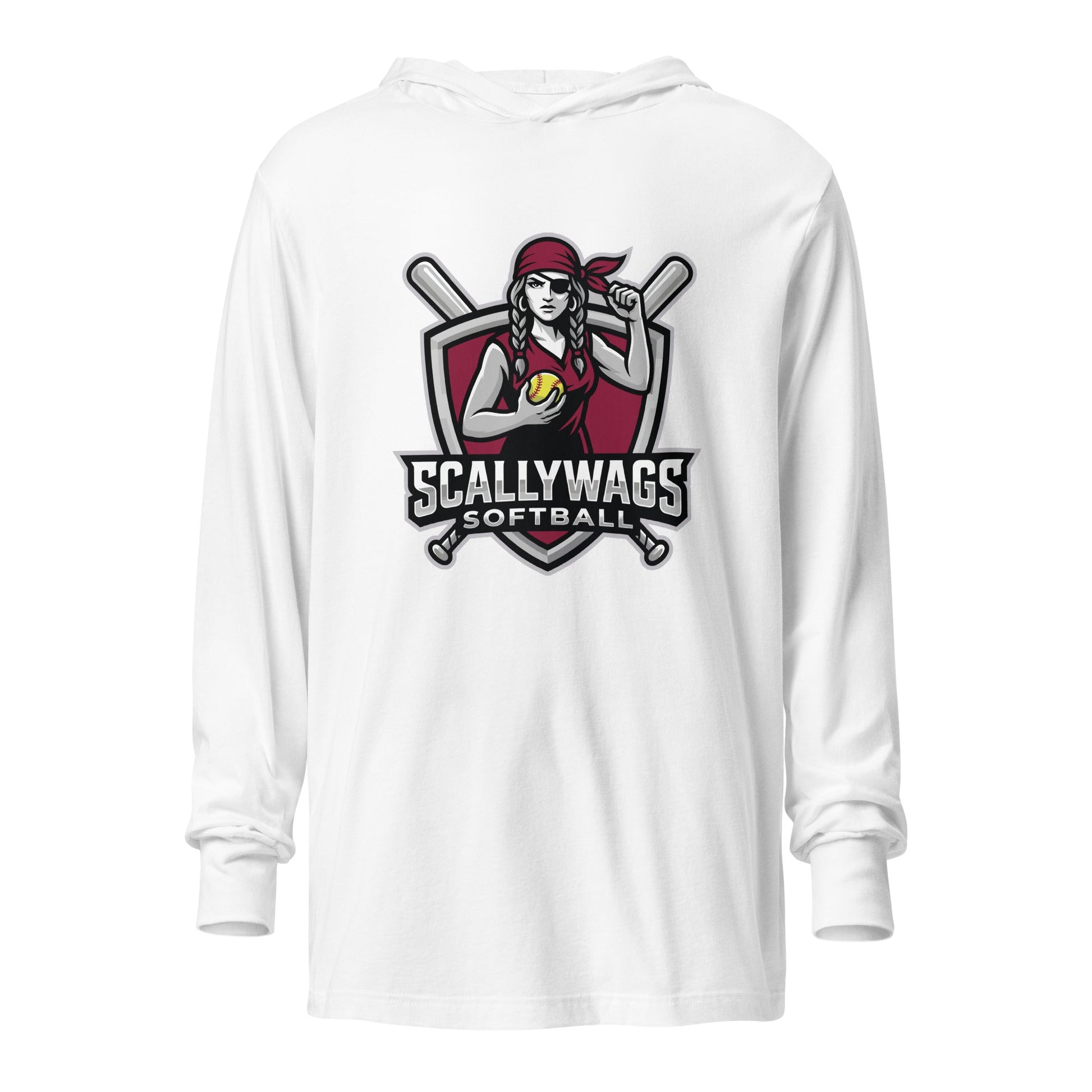 Performance | Hooded Long Sleeve T Shirt | Scallywags Softball | Crest Logo