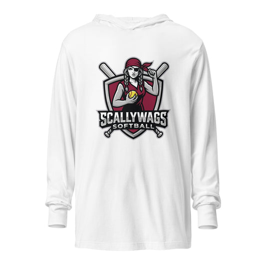 Performance | Hooded Long Sleeve T Shirt | Scallywags Softball | Crest Logo