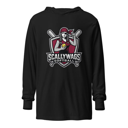 Performance | Hooded Long Sleeve T Shirt | Scallywags Softball | Crest Logo
