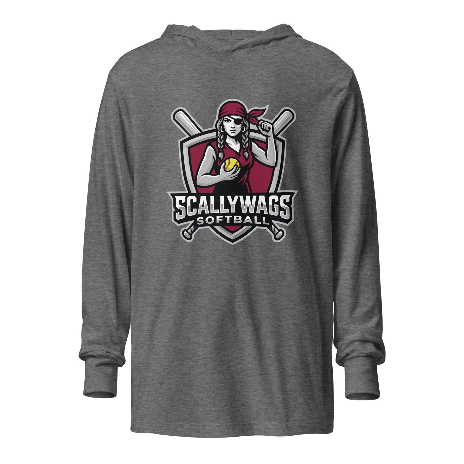Performance | Hooded Long Sleeve T Shirt | Scallywags Softball | Crest Logo
