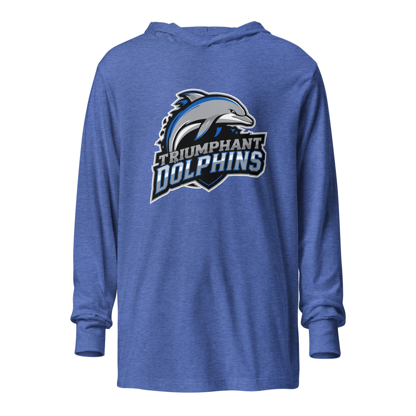 Performance | Hooded Long Sleeve T Shirt | SE Triumphant Dolphins | Dolphins Mascot Logo