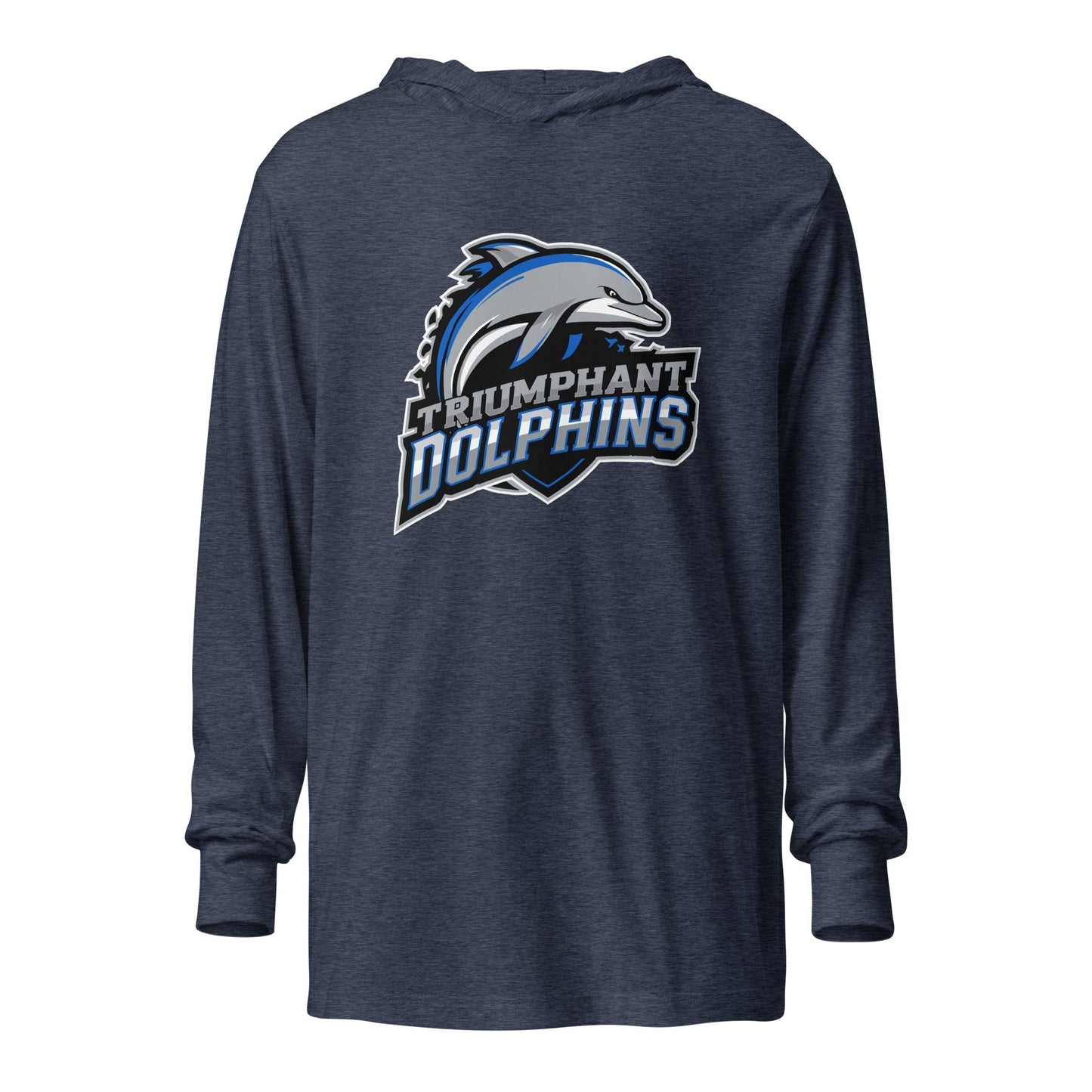 Performance | Hooded Long Sleeve T Shirt | SE Triumphant Dolphins | Dolphins Mascot Logo