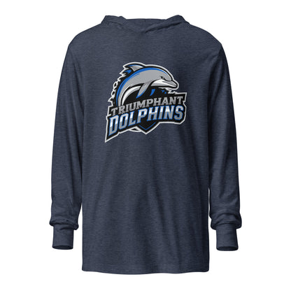 Performance | Hooded Long Sleeve T Shirt | SE Triumphant Dolphins | Dolphins Mascot Logo