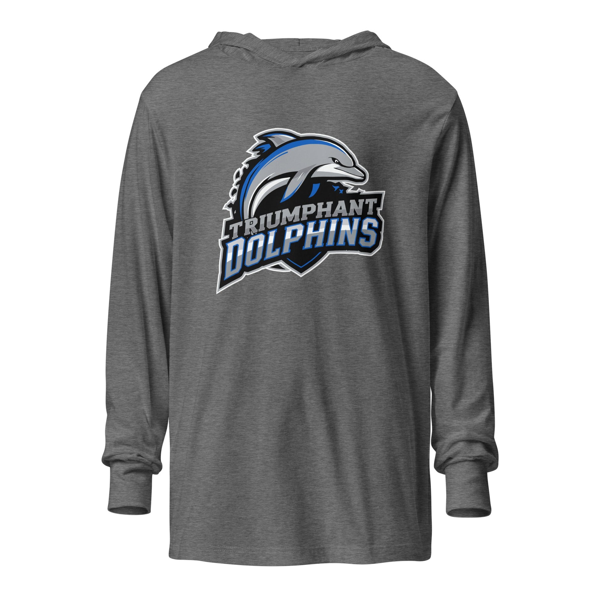 Performance | Hooded Long Sleeve T Shirt | SE Triumphant Dolphins | Dolphins Mascot Logo