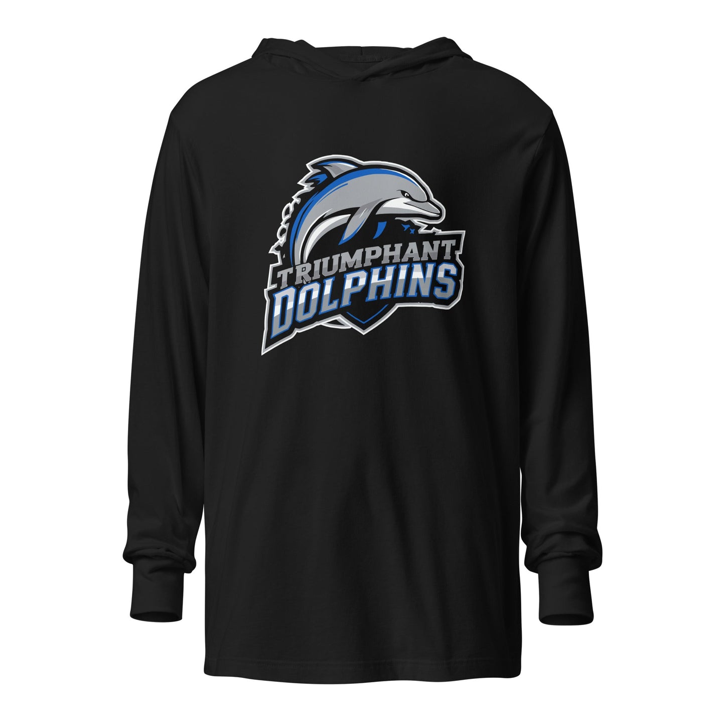 Performance | Hooded Long Sleeve T Shirt | SE Triumphant Dolphins | Dolphins Mascot Logo