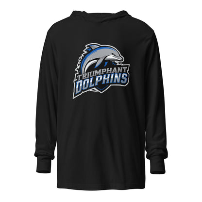 Performance | Hooded Long Sleeve T Shirt | SE Triumphant Dolphins | Dolphins Mascot Logo