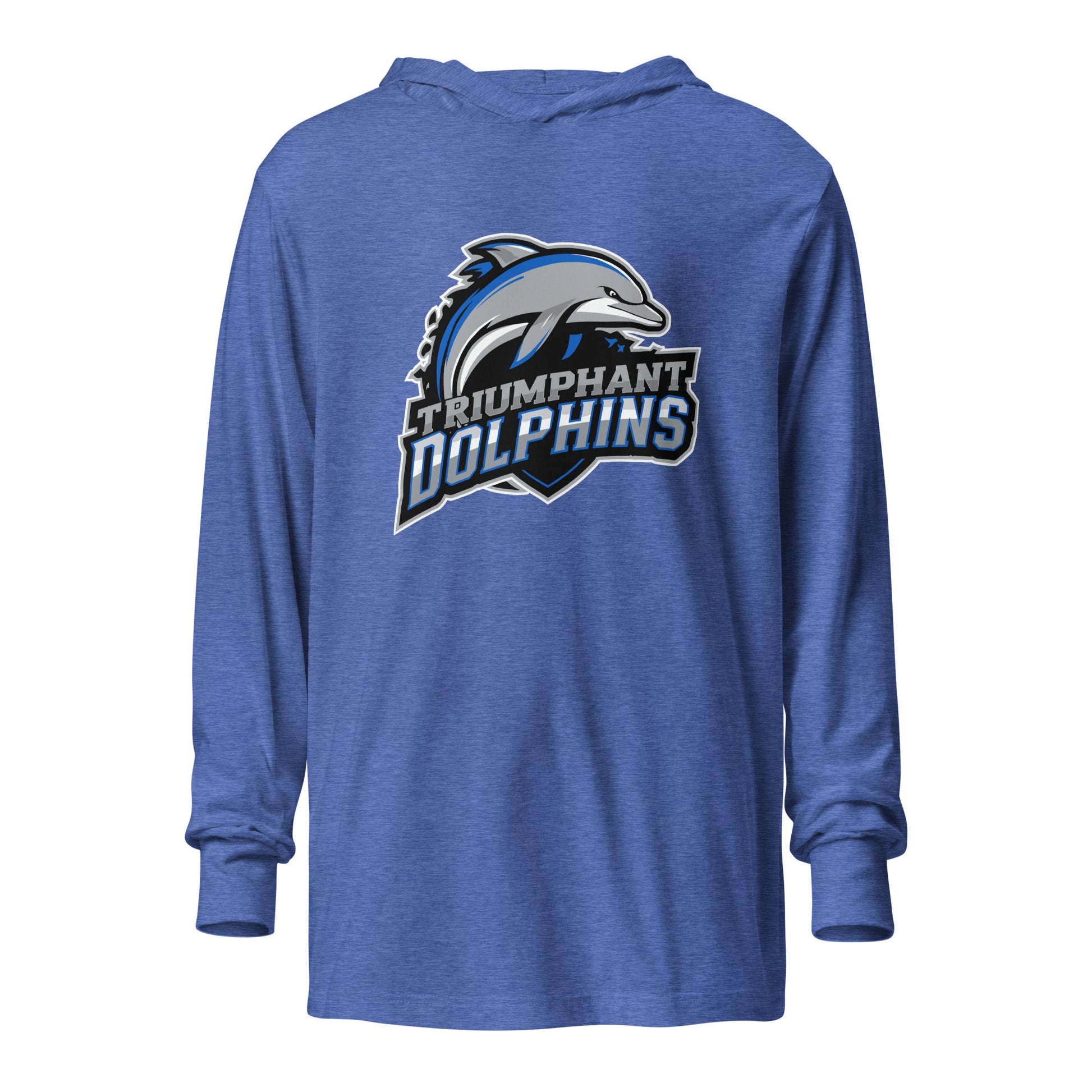 Performance | Hooded Long Sleeve T Shirt | SE Triumphant Dolphins | Dolphins Mascot Logo