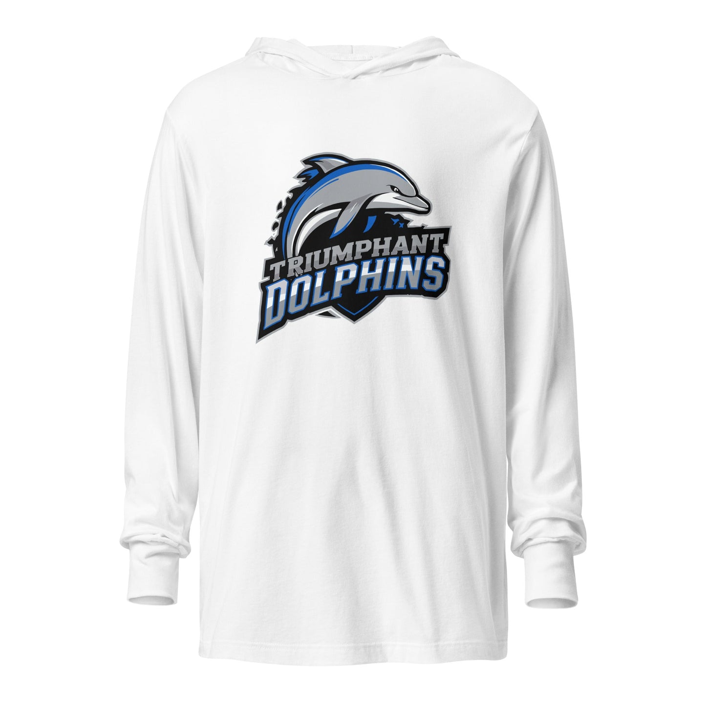 Performance | Hooded Long Sleeve T Shirt | SE Triumphant Dolphins | Dolphins Mascot Logo