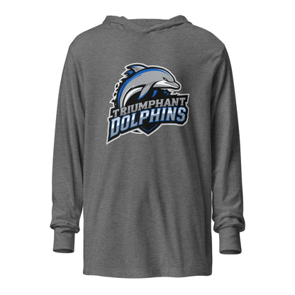 Performance | Hooded Long Sleeve T Shirt | SE Triumphant Dolphins | Dolphins Mascot Logo