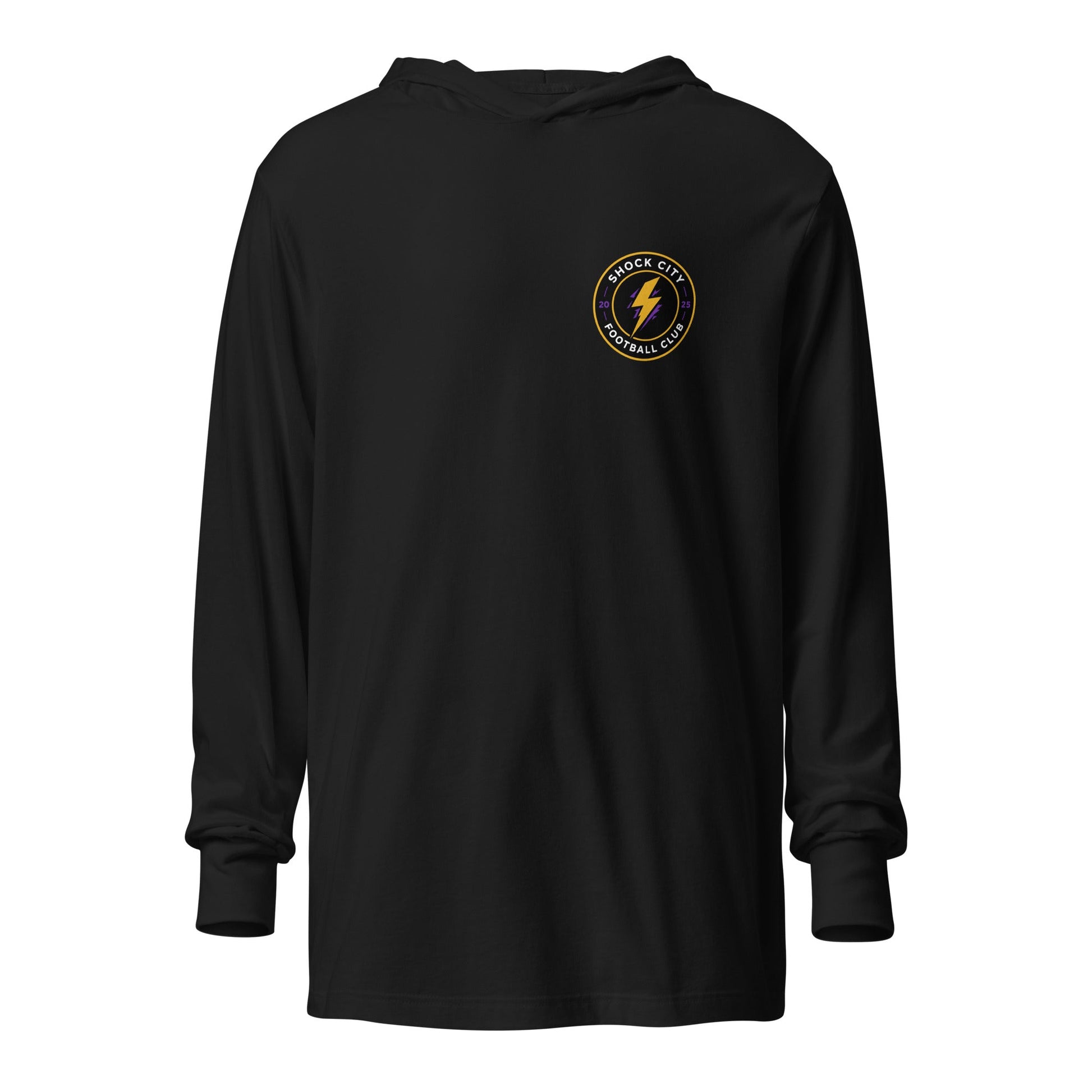 Performance | Hooded Long Sleeve T Shirt | Shock City FC | Badge Logo