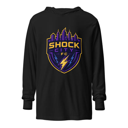 Performance | Hooded Long Sleeve T Shirt | Shock City FC | Crest Logo