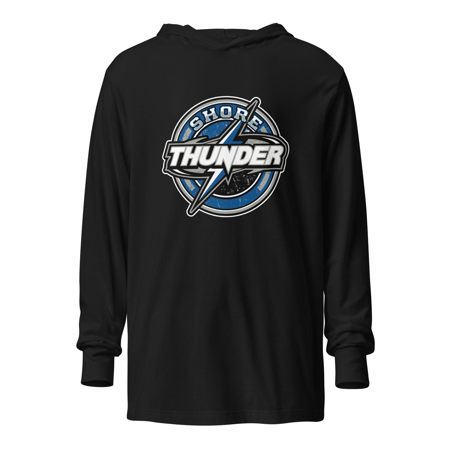 Performance | Hooded Long Sleeve T Shirt | Shore Thunder LLC | Badge Logo