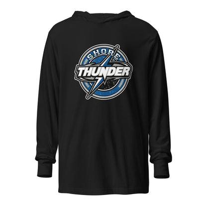 Performance | Hooded Long Sleeve T Shirt | Shore Thunder LLC | Badge Logo