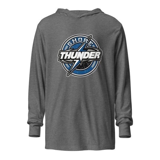 Performance | Hooded Long Sleeve T Shirt | Shore Thunder LLC | Badge Logo