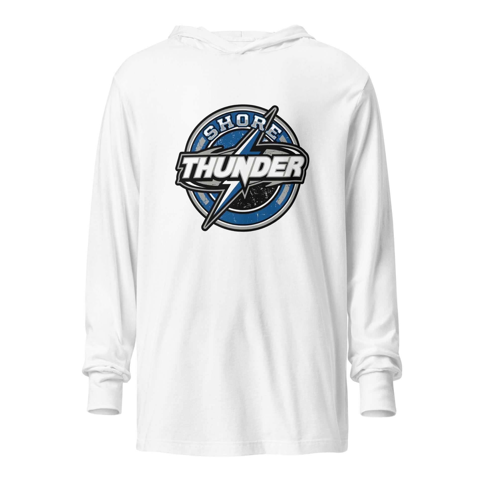 Performance | Hooded Long Sleeve T Shirt | Shore Thunder LLC | Badge Logo