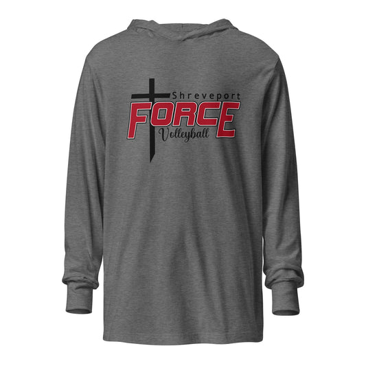 Performance | Hooded Long Sleeve T Shirt | Shreveport Force Volleyball | Crest Logo