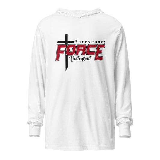 Performance | Hooded Long Sleeve T Shirt | Shreveport Force Volleyball | Crest Logo