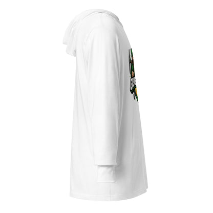 Performance | Hooded Long Sleeve T Shirt | Silver Valley Gemstones | Emerald Valley Logo
