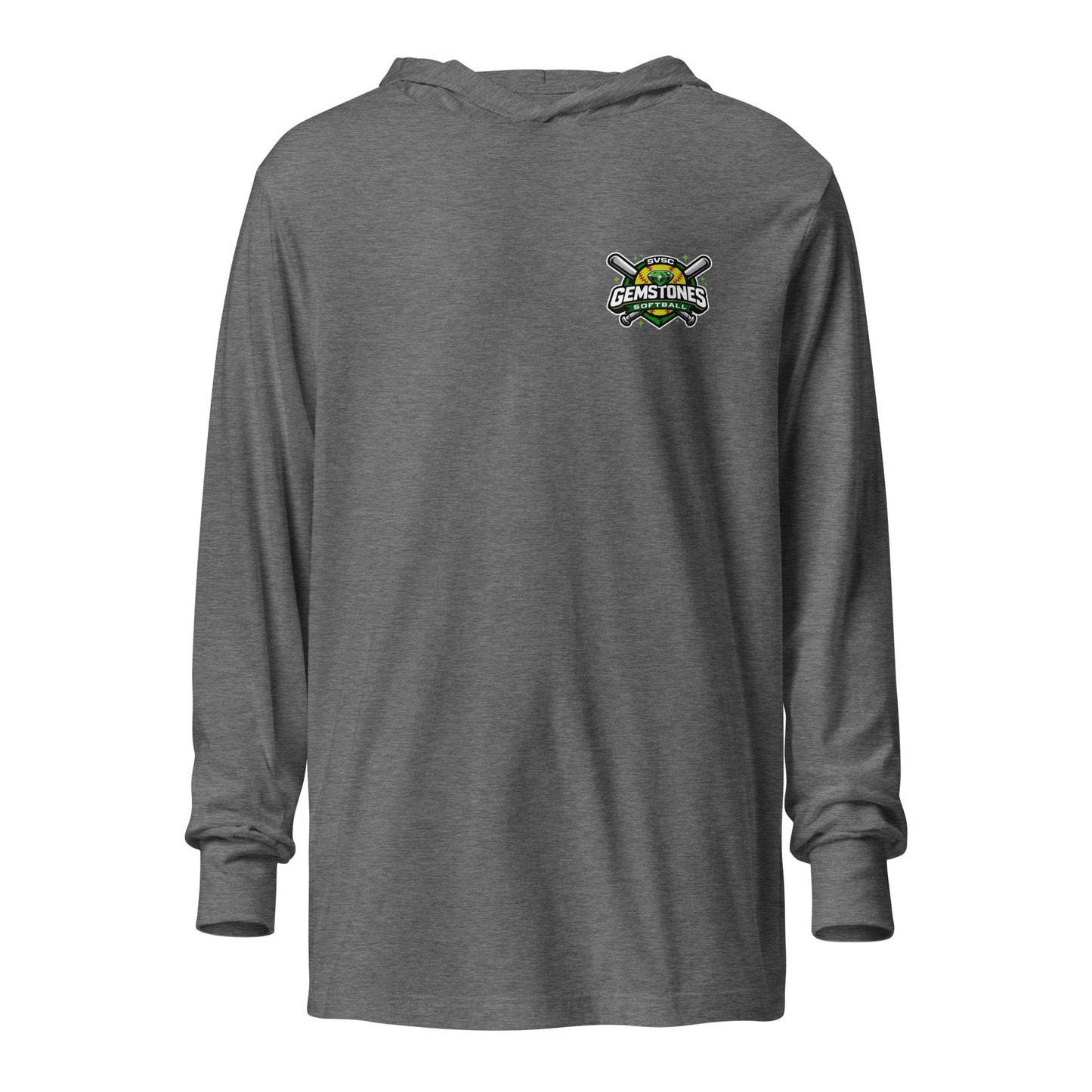 Performance | Hooded Long Sleeve T Shirt | Silver Valley Gemstones | Vanguard Logo