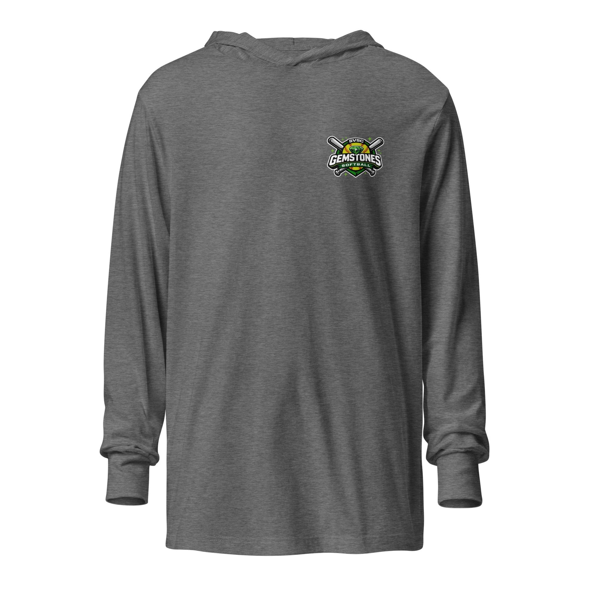 Performance | Hooded Long Sleeve T Shirt | Silver Valley Gemstones | Vanguard Logo