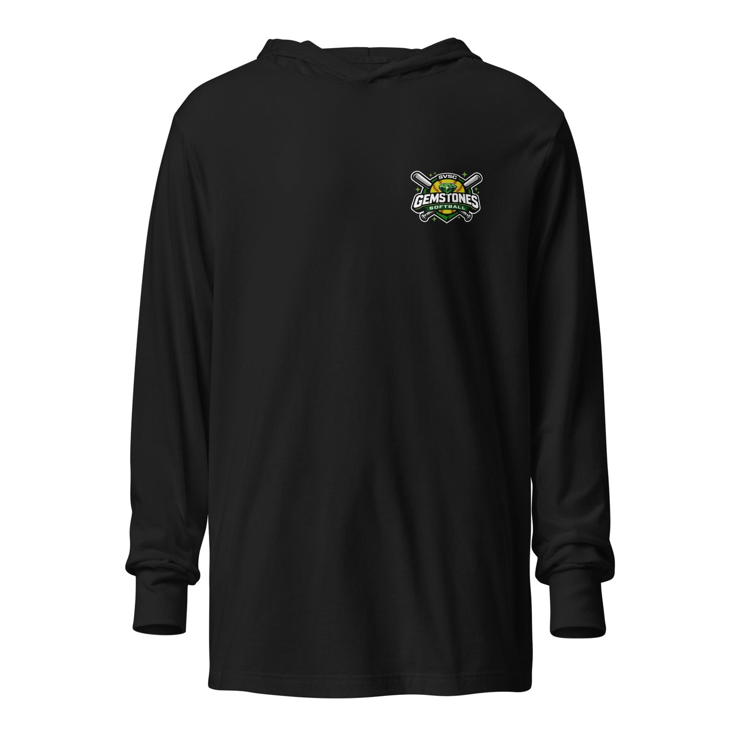 Performance | Hooded Long Sleeve T Shirt | Silver Valley Gemstones | Vanguard Logo