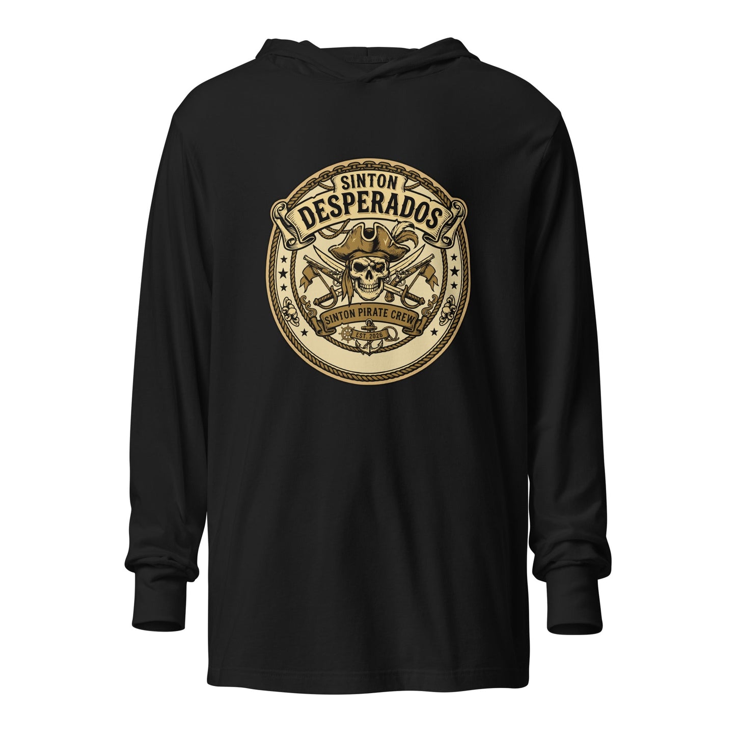 Performance | Hooded Long Sleeve T Shirt | Sinton Desperados Baseball | Badge Logo