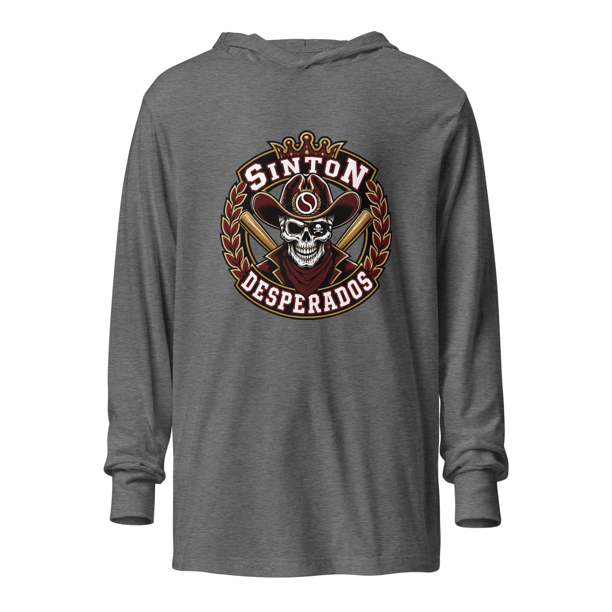 Performance | Hooded Long Sleeve T Shirt | Sinton Desperados Baseball | Ridge Varsity Logo