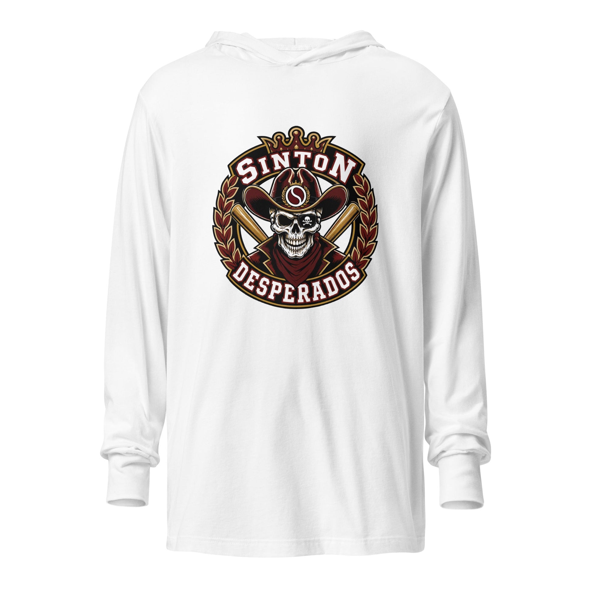 Performance | Hooded Long Sleeve T Shirt | Sinton Desperados Baseball | Ridge Varsity Logo