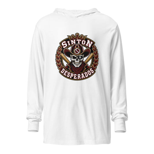 Performance | Hooded Long Sleeve T Shirt | Sinton Desperados Baseball | Ridge Varsity Logo