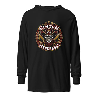 Performance | Hooded Long Sleeve T Shirt | Sinton Desperados Baseball | Ridge Varsity Logo