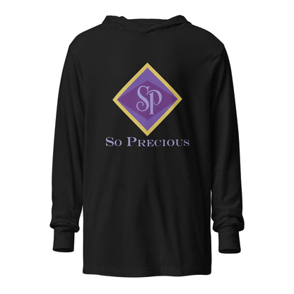 Performance | Hooded Long Sleeve T Shirt | So Precious Goods | Amethyst Aura Logo