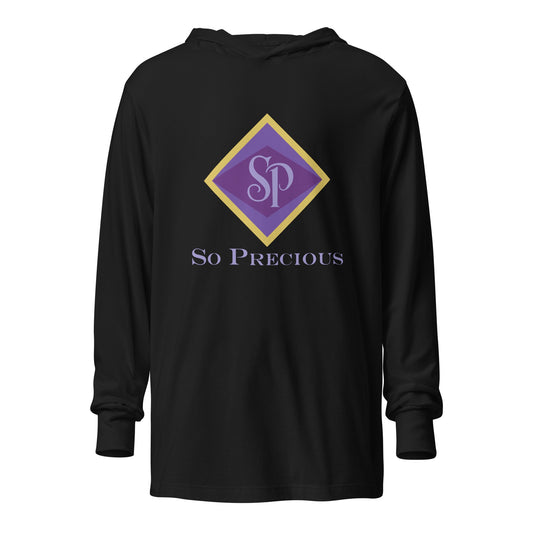 Performance | Hooded Long Sleeve T Shirt | So Precious Goods | Amethyst Aura Logo