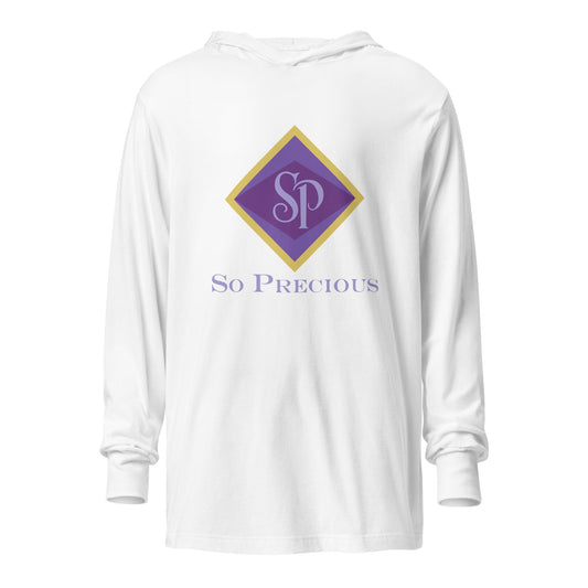 Performance | Hooded Long Sleeve T Shirt | So Precious Goods | Amethyst Aura Logo