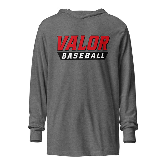 Performance | Hooded Long Sleeve T Shirt | South Bend Valor Baseball | Emblem Logo