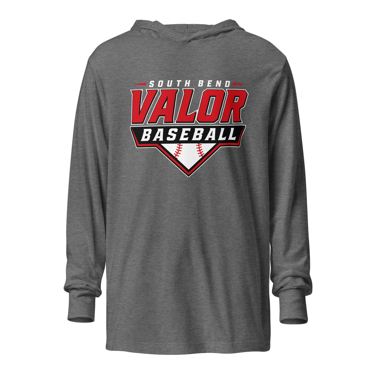 Performance | Hooded Long Sleeve T Shirt | South Bend Valor Baseball | Vanguard Logo