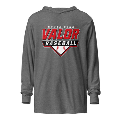 Performance | Hooded Long Sleeve T Shirt | South Bend Valor Baseball | Vanguard Logo