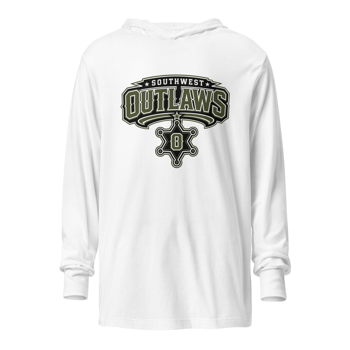 Performance | Hooded Long Sleeve T Shirt | Southwest Outlaws | Frontier Athletics Logo