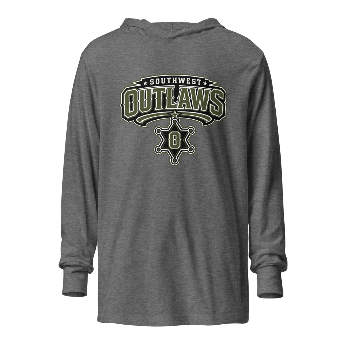 Performance | Hooded Long Sleeve T Shirt | Southwest Outlaws | Frontier Athletics Logo