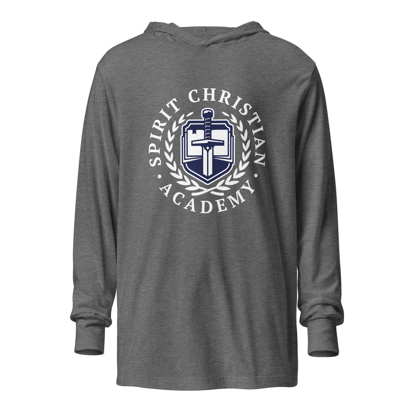 Performance | Hooded Long Sleeve T Shirt | Spirit Christian Academy | White Script Logo