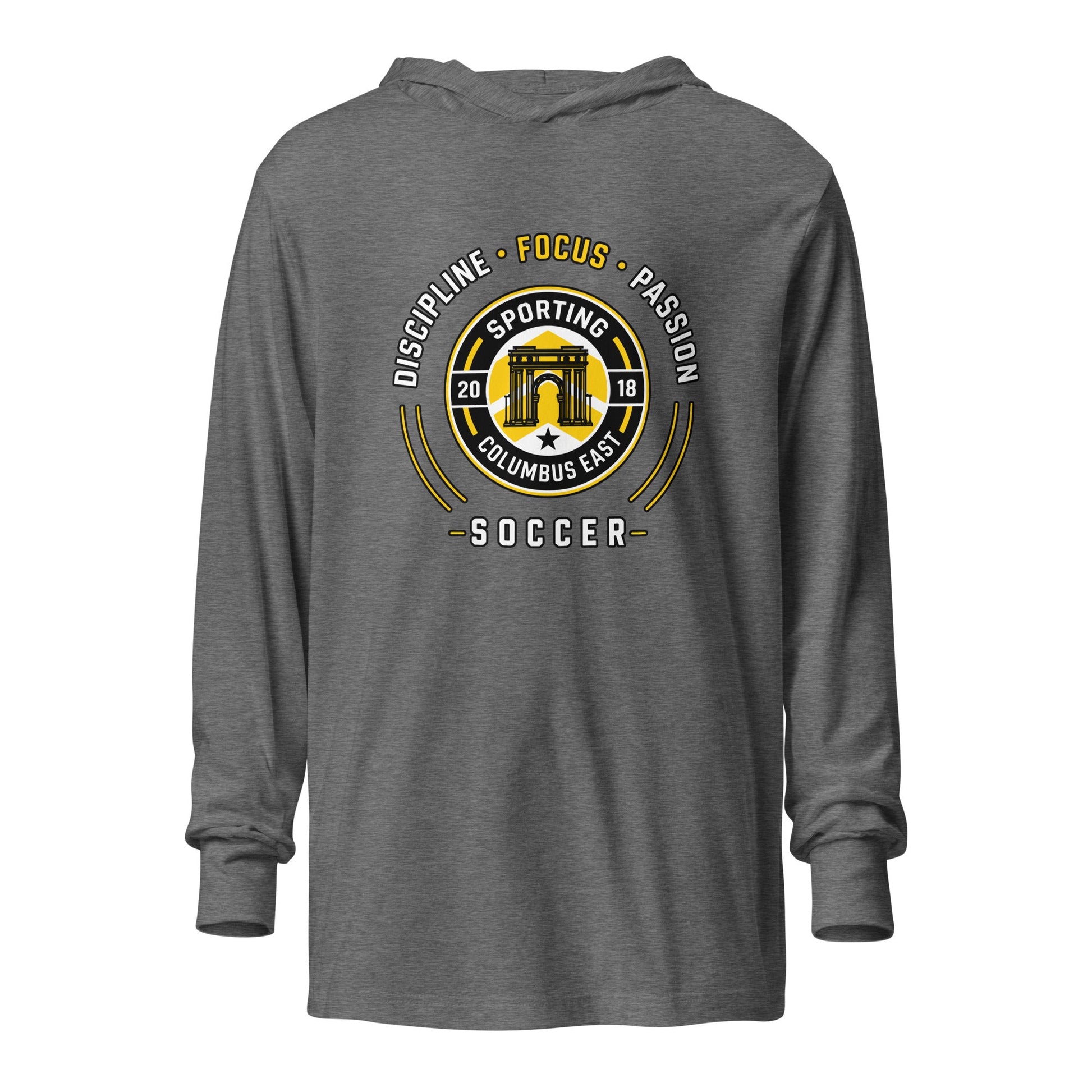 Performance | Hooded Long Sleeve T Shirt | Sporting Columbus East | Emblem Logo