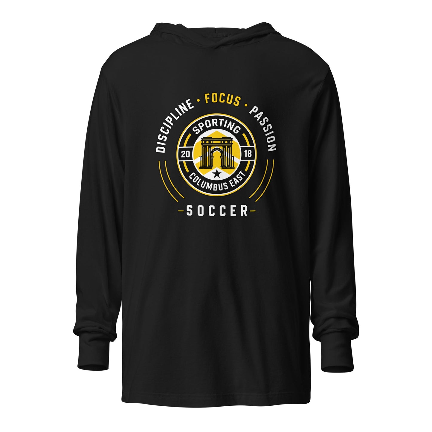 Performance | Hooded Long Sleeve T Shirt | Sporting Columbus East | Emblem Logo