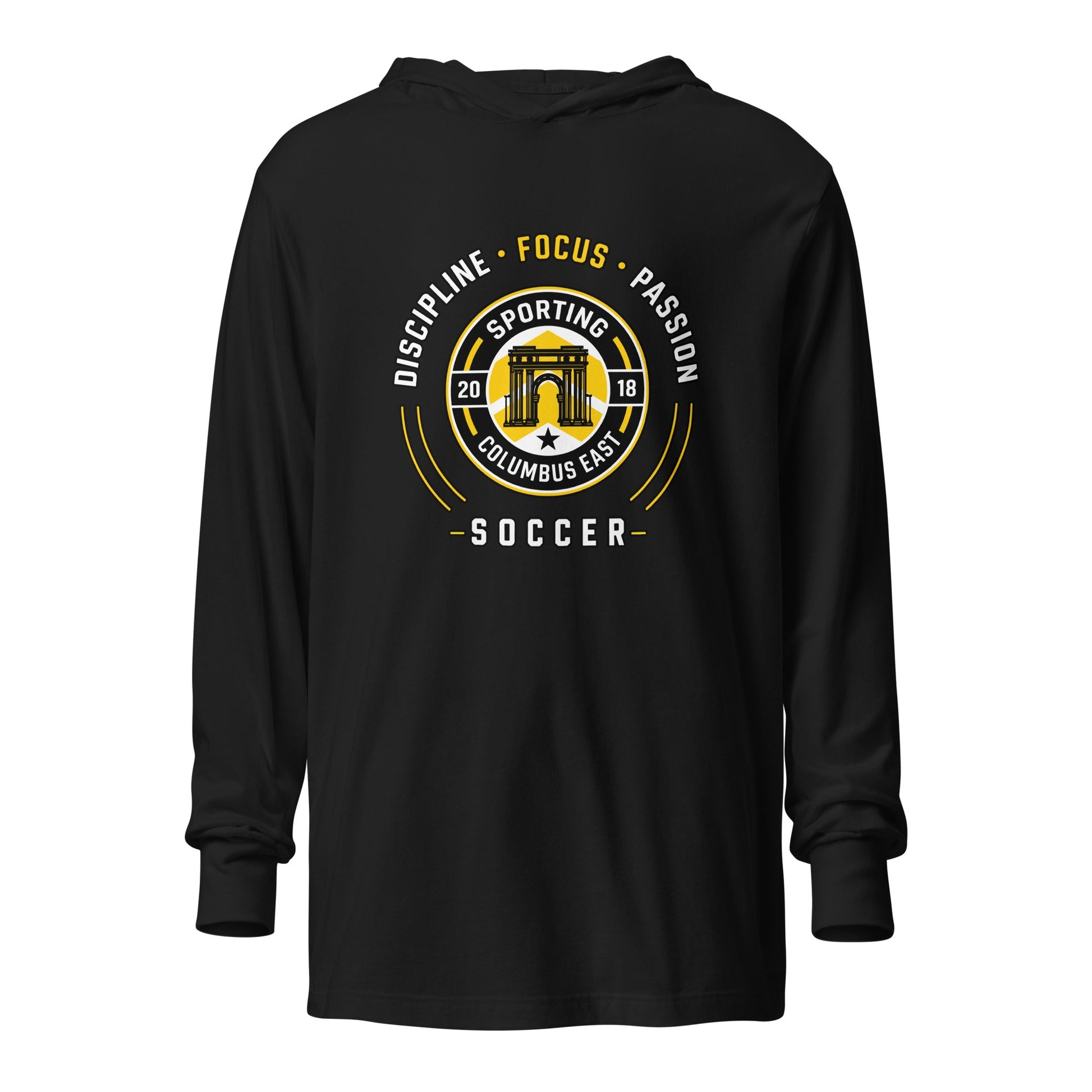 Performance | Hooded Long Sleeve T Shirt | Sporting Columbus East | Emblem Logo
