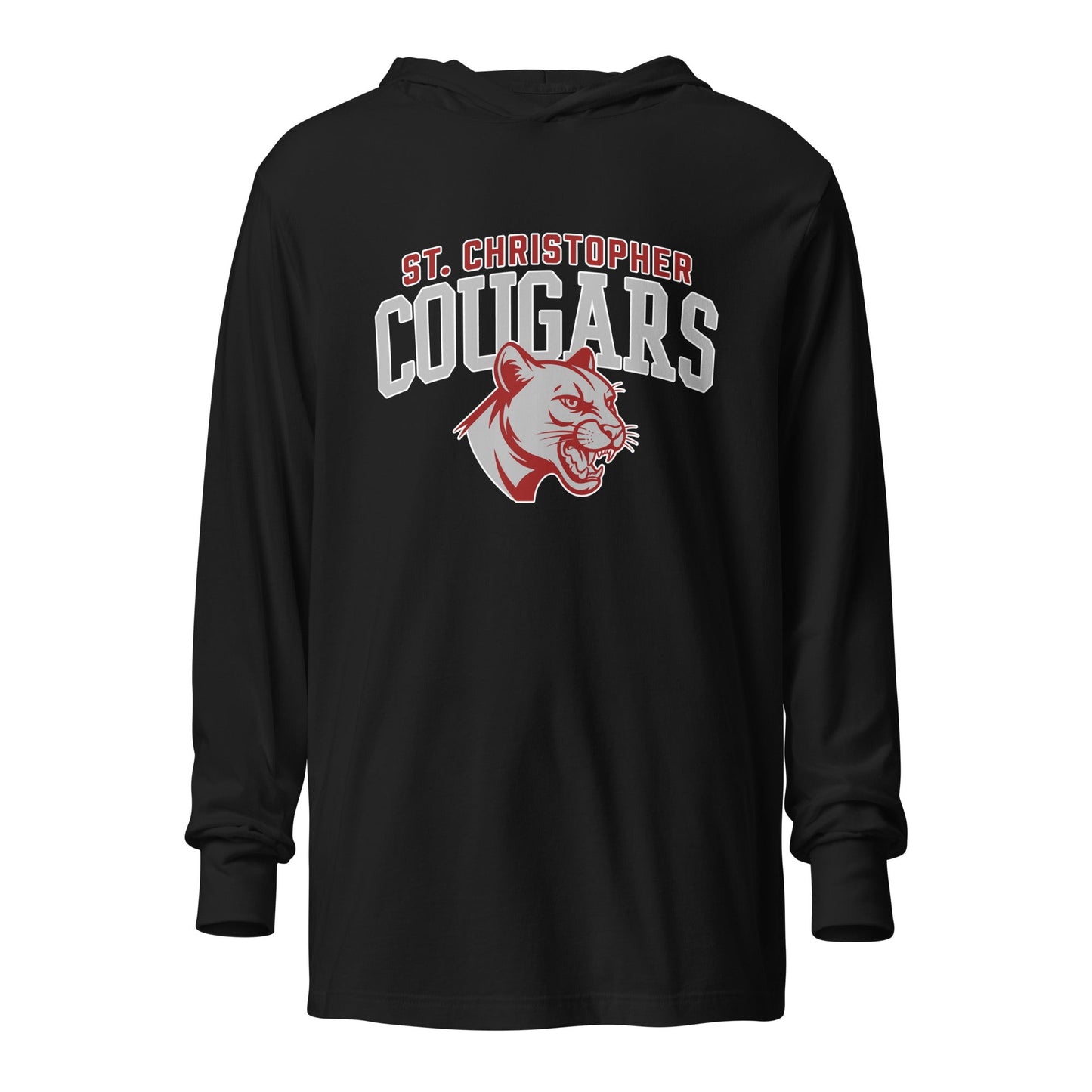 Performance | Hooded Long Sleeve T Shirt | St. Christopher Cougars | Classic Logo