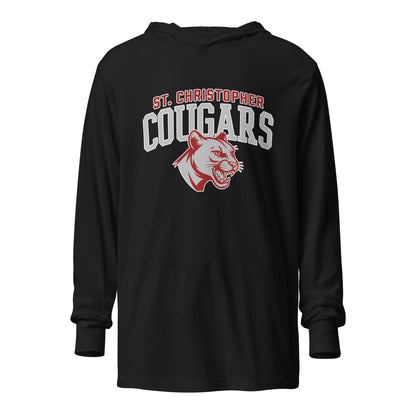 Performance | Hooded Long Sleeve T Shirt | St. Christopher Cougars | Classic Logo