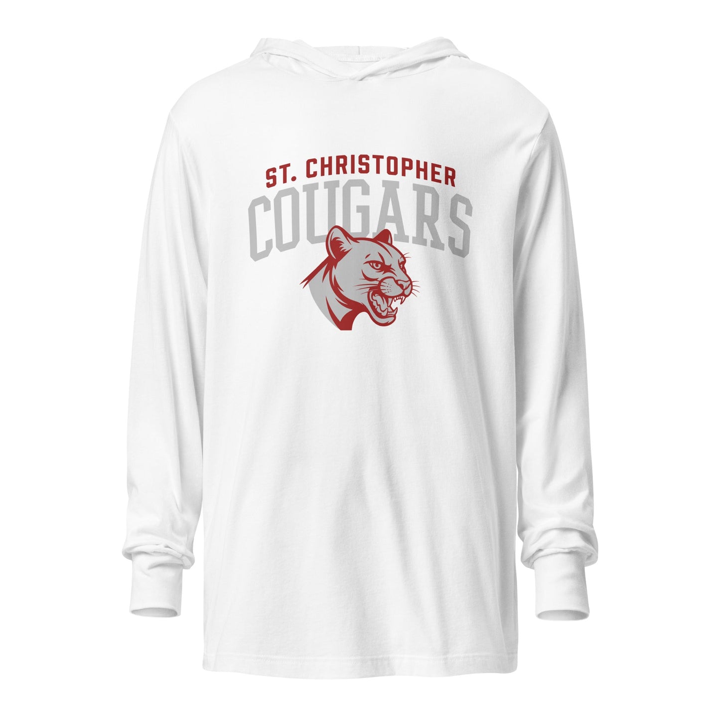 Performance | Hooded Long Sleeve T Shirt | St. Christopher Cougars | Classic Logo