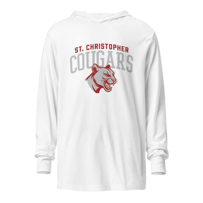 Performance | Hooded Long Sleeve T Shirt | St. Christopher Cougars | Classic Logo