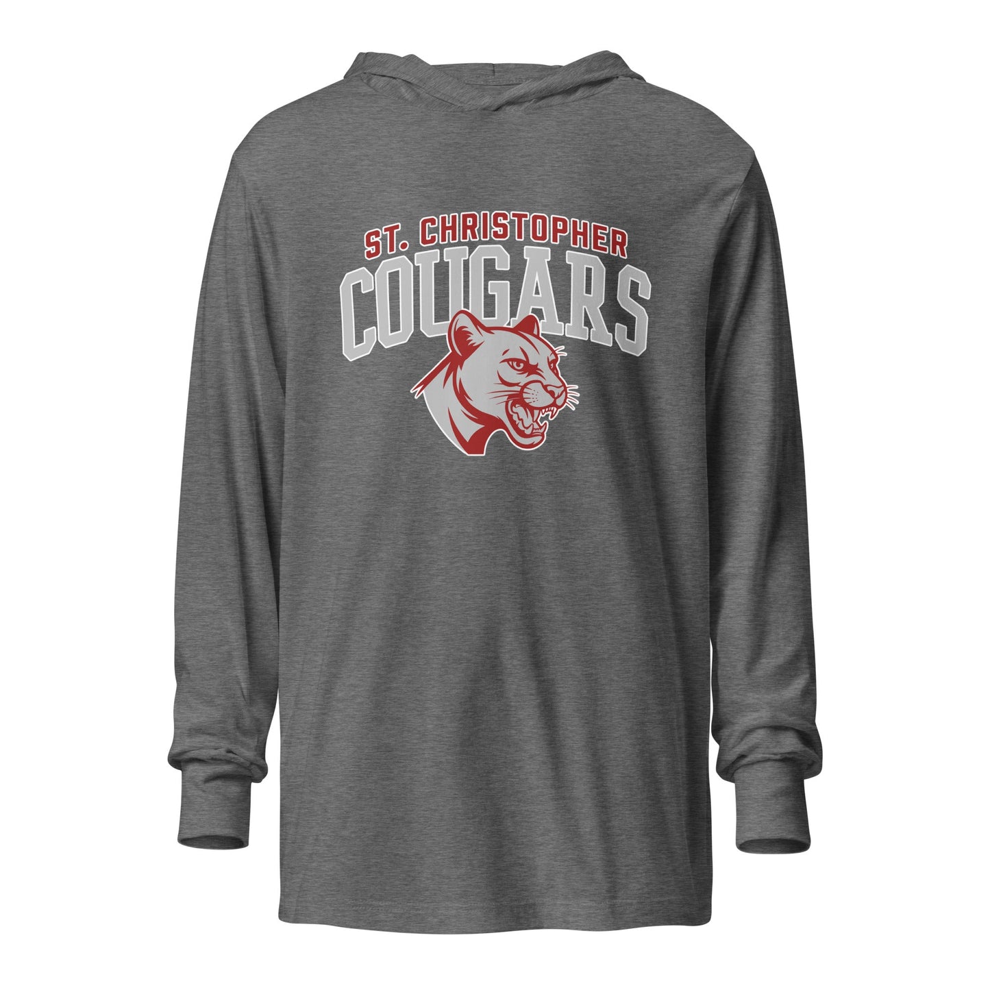 Performance | Hooded Long Sleeve T Shirt | St. Christopher Cougars | Classic Logo