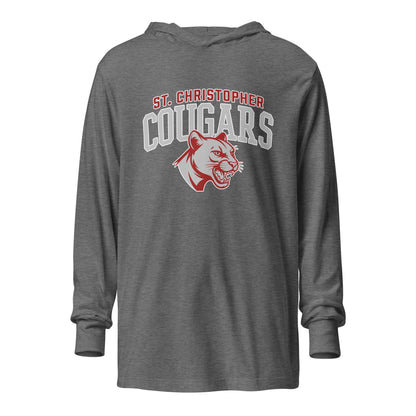 Performance | Hooded Long Sleeve T Shirt | St. Christopher Cougars | Classic Logo