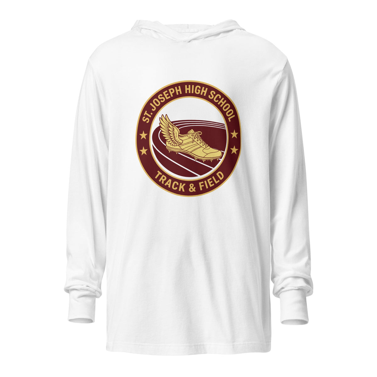 Performance | Hooded Long Sleeve T Shirt | St. Joseph High School - Track & Field | Badge Logo